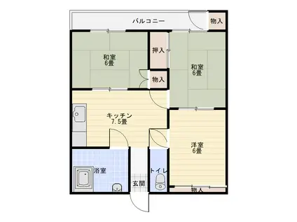 愛媛屋ビル(3DK/3階)の間取り写真