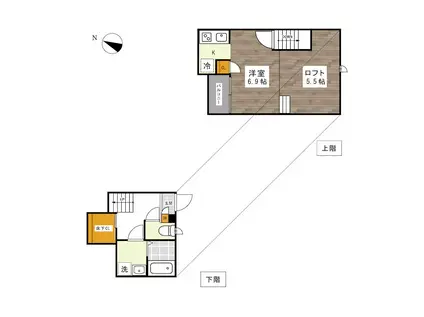 熊本市北区鶴羽田3丁目(1K/2階)の間取り写真