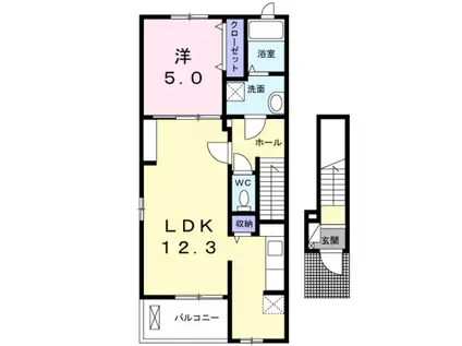 ラ・エルヴィータ(1LDK/2階)の間取り写真