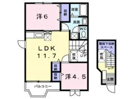 グリーンコート東館A(2LDK/2階)の間取り写真