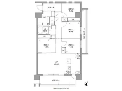 LASANTE 照葉オーシャンテラス イースト(4LDK/9階)の間取り写真