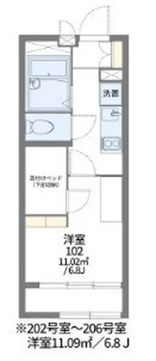 レオパレスオトーヌ 1階階 間取り