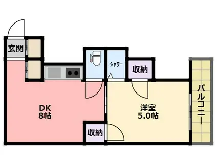 堅田マンション(1DK/2階)の間取り写真