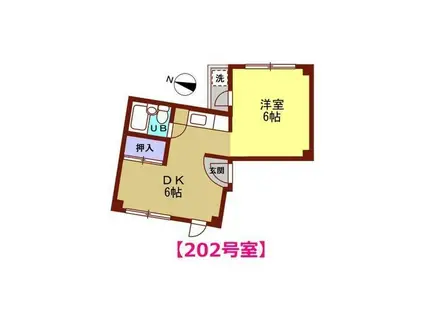 FEEL(1DK/2階)の間取り写真