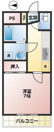 ブランドール参番館(1K/4階)の間取り写真