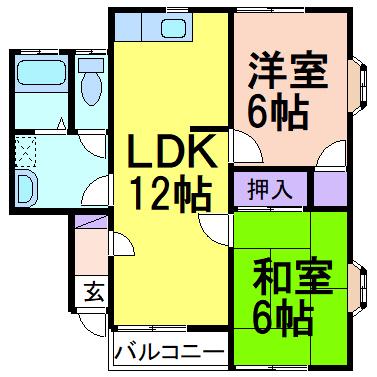 ヴェルエスト鹿沼 B棟(2LDK/2階)の間取り写真