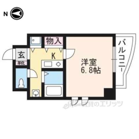 グランドパレス京都烏丸五条(1K/2階)の間取り写真
