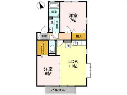 ラファエルII(2LDK/2階)の間取り写真