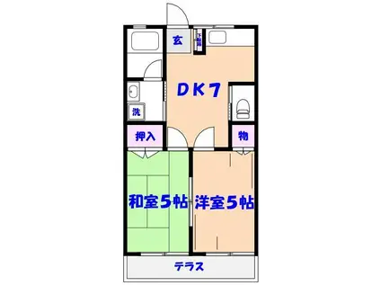 フジコーポII(2DK/1階)の間取り写真