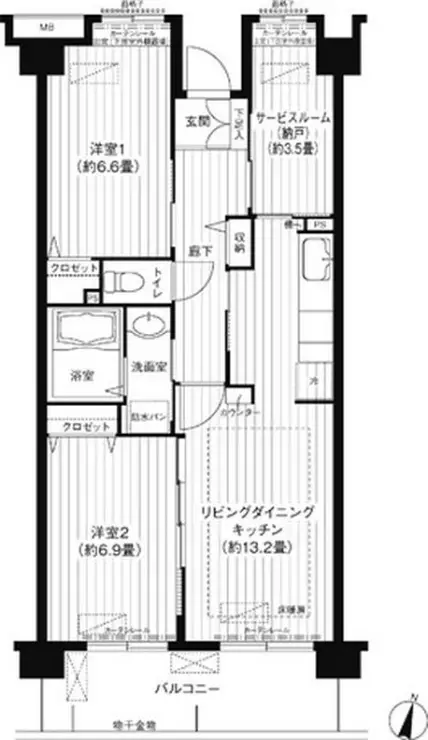 コーポレート東戸塚 7階階 間取り
