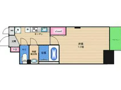 LUXE新大阪5(1K/12階)の間取り写真