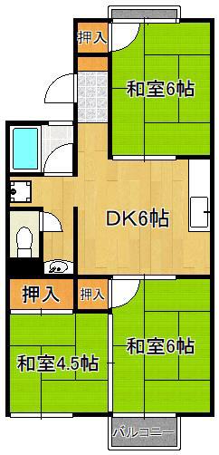 サンハイツタナカ(3DK/2階)の間取り写真