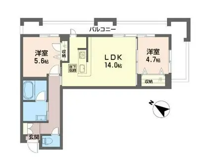 ヴァレンズ・クレシェレ(2LDK/1階)の間取り写真