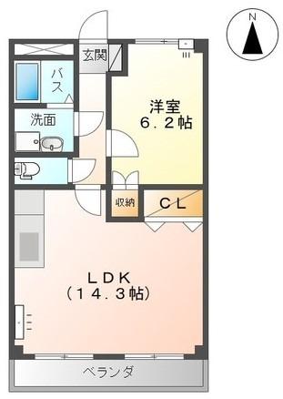 ヴィーブルピア(1LDK/2階)の間取り写真