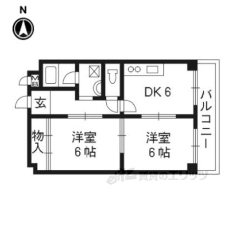 エステート ホリカワ(2DK/8階)の間取り写真
