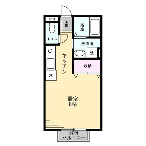 文殊荘(ワンルーム/2階)の間取り写真
