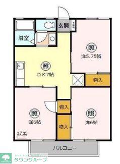 グリーンヒル新宿(3DK/2階)の間取り写真