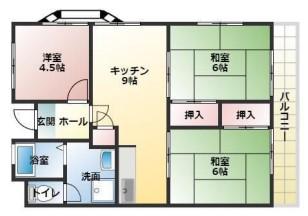 外堀川マンション(3LDK/3階)の間取り写真