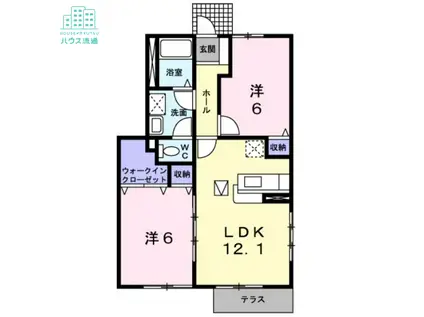 ディアコート池田B(2LDK/1階)の間取り写真