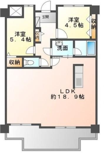 ネオハイツ今宿B棟(2LDK/12階)の間取り写真