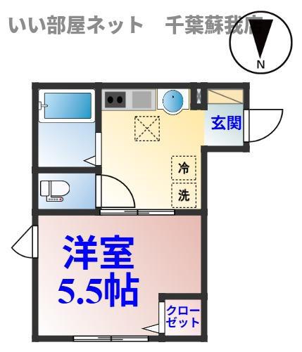 パステール・グランおゆみ野(1K/1階)の間取り写真