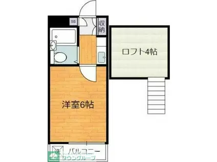 ベルヴィラ狭山(1K/1階)の間取り写真