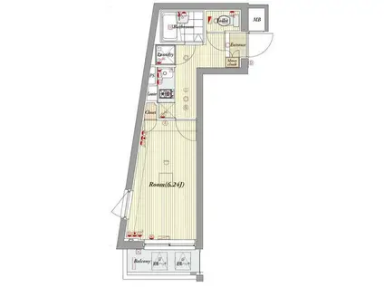 ビバリーホームズ中延II(1K/2階)の間取り写真