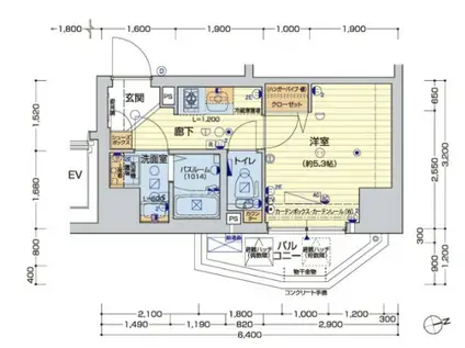 レオンコンフォート池田山(1K/13階)の間取り写真