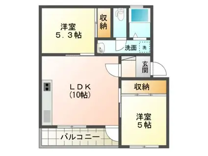 多賀台ヒルズマンションC(2LDK/4階)の間取り写真