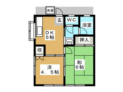 ハイツ松村(2DK/1階)の間取り写真