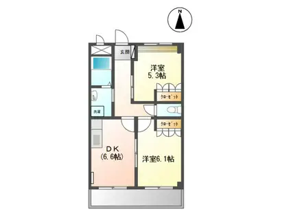 シャルマンコート(2DK/2階)の間取り写真