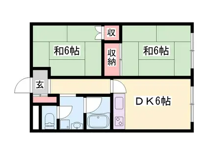 リーベユメサキ(2DK/1階)の間取り写真