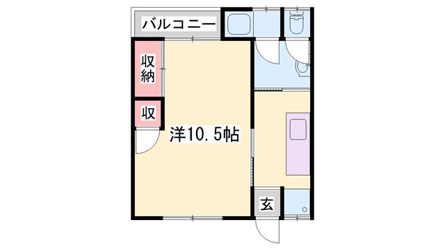 城北ハイツ(1K/1階)の間取り写真