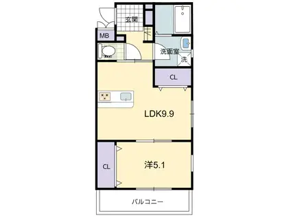 PRELUDE AOBA プレリュード アオバ(1LDK/1階)の間取り写真