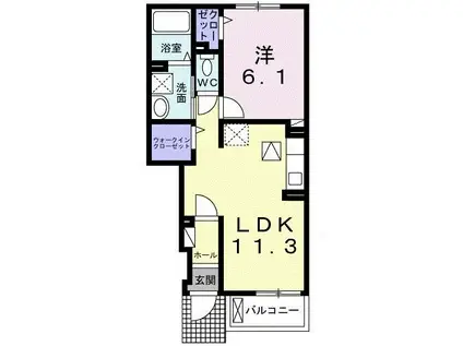 プレゾン(1LDK/1階)の間取り写真