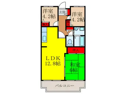 スペシア旭丘(3LDK/3階)の間取り写真
