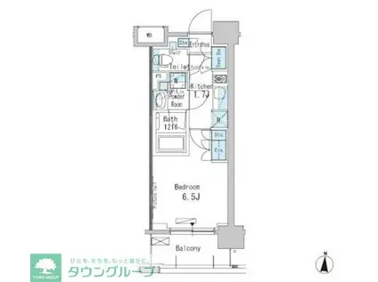 パークアクシス両国(1K/6階)の間取り写真