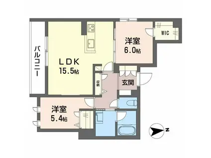 ヴィアソーレ曽根(2LDK/2階)の間取り写真