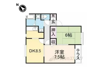 サニーハイツ香里園(2DK/1階)の間取り写真