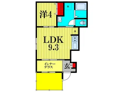 ＪＲ総武線 東船橋駅 徒歩15分 2階建 築1年(1LDK/1階)の間取り写真