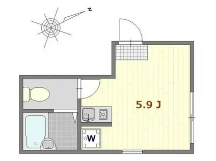 セシリア熊野前(1K/1階)の間取り写真
