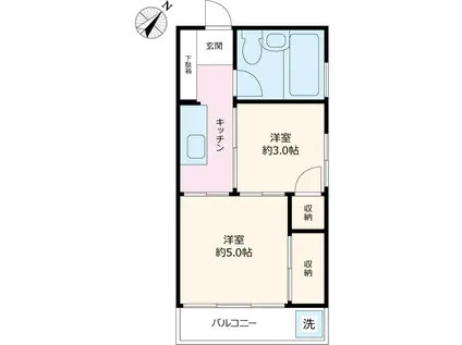 榛葉マンション(2K/2階)の間取り写真