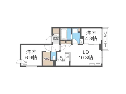 LUANA N38(2LDK/2階)の間取り写真