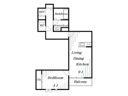 エキューム登戸(1LDK/2階)の間取り写真