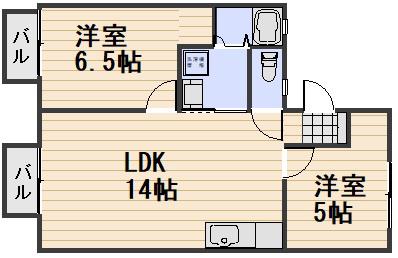 グリーンハイツ福富A(2LDK/2階)の間取り写真