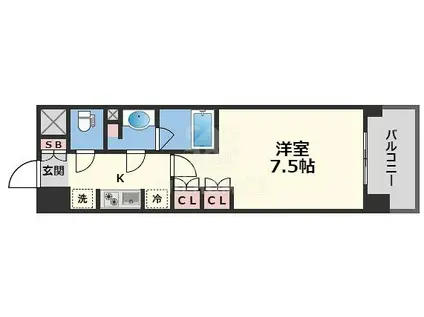 コンフォリア・リヴ新大阪Q(1K/2階)の間取り写真