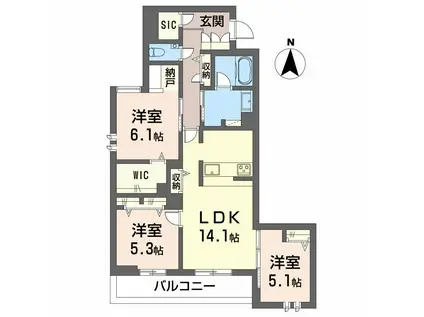 AVANCE東草深イースト(3LDK/1階)の間取り写真