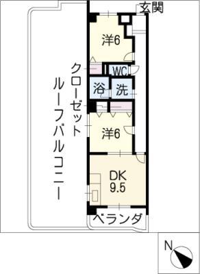 ステージM(2DK/4階)の間取り写真