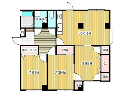メゾンソレイユ(3LDK/1階)の間取り写真