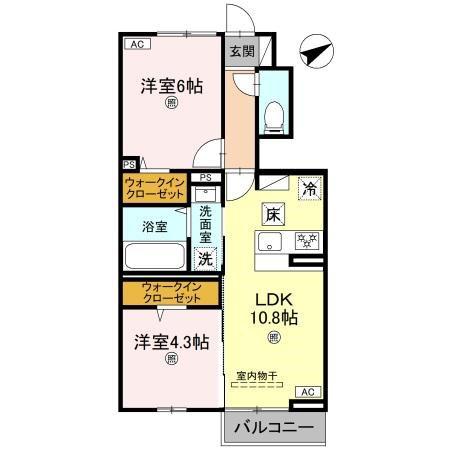 グランフェリーチェ(2LDK/1階)の間取り写真